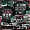 Festival-Ticket Bundle mit T-Shirt/Girlie Tanktop "DIE NACHT VON MITTWOCH AUF SONNTAG"